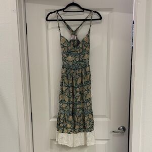 Free People Floral Green and Cream Maxi Dress